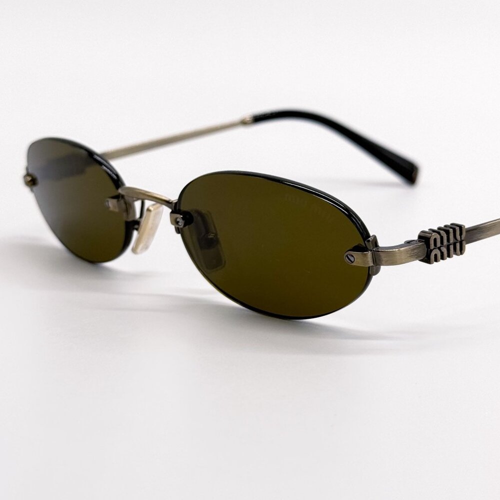 NEW MIU MIU SUNGLASSES MUA54S 26C09Z OVAL GOLD WOMEN MU A54S SMU A54 - Picture 9 of 12
